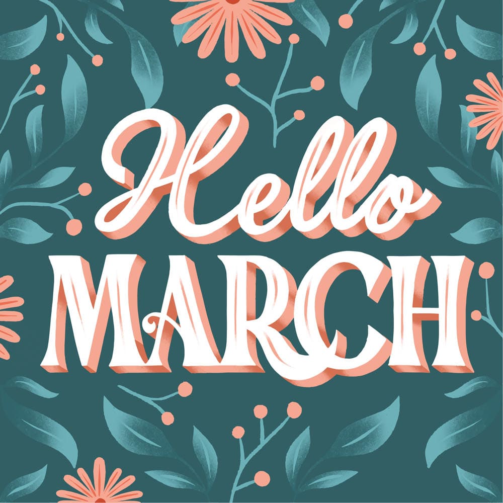 Hello March Lettering